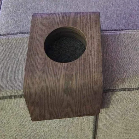 Lovesac Sactionals straight arm drink holder- weathered Ash wooden cupholder - Picture 3 of 6